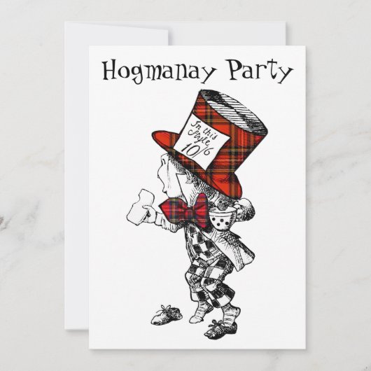 Mad Hatter Scottish Hogmanay Party - Uitnodigingsk Kaart (Voorkant)