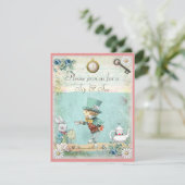 Mad Hatter Sip & See Baby shower for Girls Kaart (Staand voorkant)