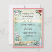 Mad Hatter Sip & See Baby shower for Girls Kaart (Achterkant)