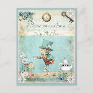 Mad Hatter Sip & See Baby shower Kaart