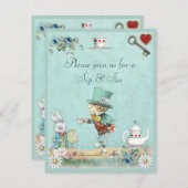 Mad Hatter Sip & See Baby shower Kaart (Voorkant / Achterkant)