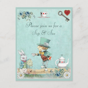 Mad Hatter Sip & See Baby shower Kaart