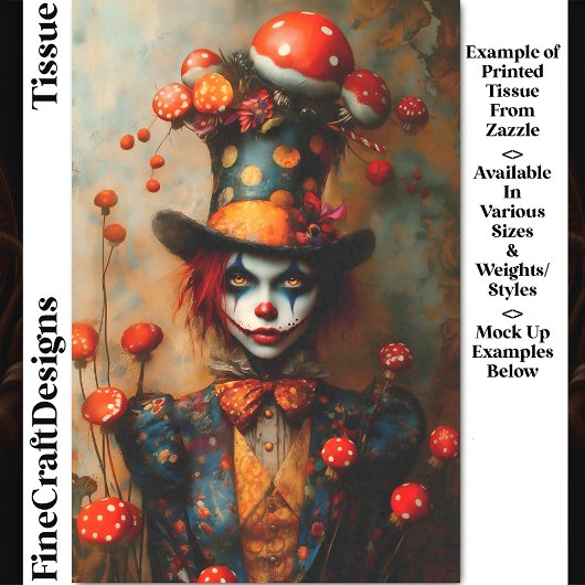 Mad Hatter Style Circus Character DW4A Decoupage Tissuepapier