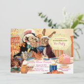Mad Hatter Tea Alice in Wonderland Verjaardagsfees Kaart (Staand voorkant)