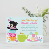 Mad Hatter Tea Birthday Party Kaart (Staand voorkant)