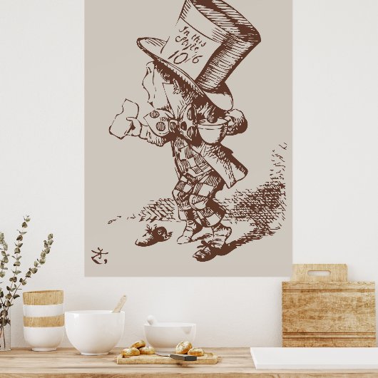 Mad Hatter Tea gekleurd Poster (Keuken)