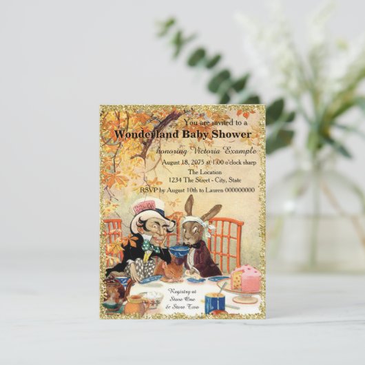 Mad Hatter Tea Party Baby shower Kaart (Staand voorkant)