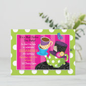 Mad Hatter Tea Party Birthday Invitation Kaart (Staand voorkant)