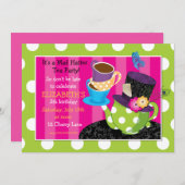 Mad Hatter Tea Party Birthday Invitation Kaart (Voorkant / Achterkant)