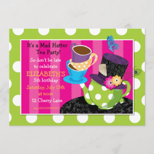 Mad Hatter Tea Party Birthday Invitation Kaart