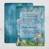 Mad Hatter Tea Party Birthday Party Invitation Kaart (Voorkant / Achterkant)