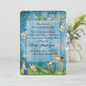 Mad Hatter Tea Party Birthday Party Invitation Kaart (Staand voorkant)