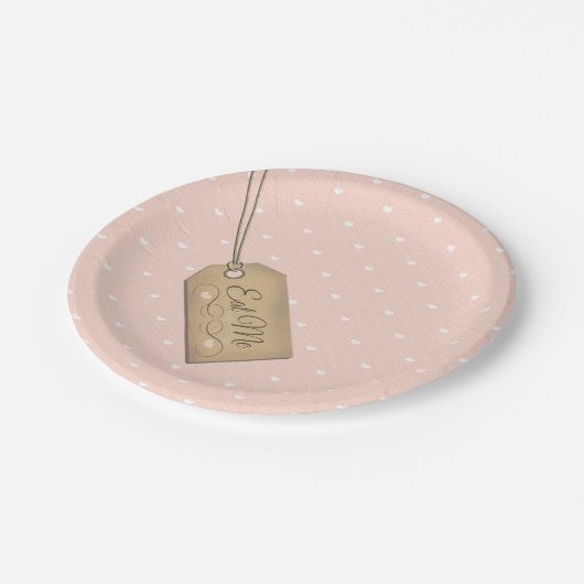 Mad Hatter Tea Party Eet me Label Papieren Bordje (Gekanteld)