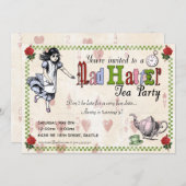 Mad Hatter Tea Party Invitation Kaart (Voorkant / Achterkant)