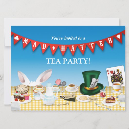 Mad Hatter Tea Party Kaart (Voorkant)