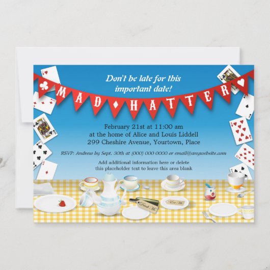 Mad Hatter Tea Party Kaart (Achterkant)