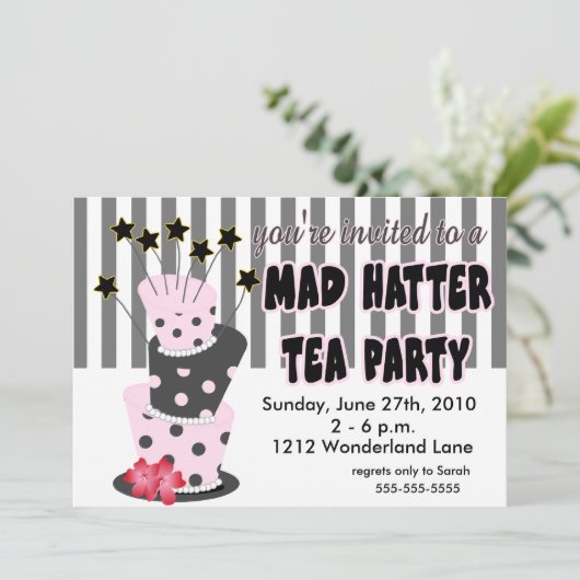 Mad Hatter Tea Party Kaart (Staand voorkant)