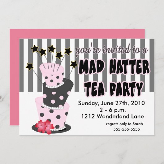 Mad Hatter Tea Party Kaart (Voorkant / Achterkant)