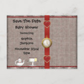 Mad Hatter Tea Party Save the Date Baby shower Aankondigingskaart (Achterkant)