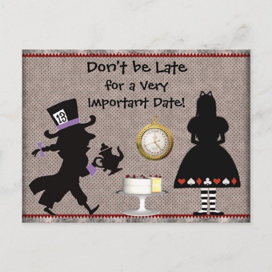 Mad Hatter Tea Party Save the Date Baby shower Aankondigingskaart (Voorkant)