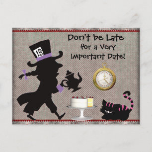 Mad Hatter Tea Party Save the Date Baby shower Aankondigingskaart
