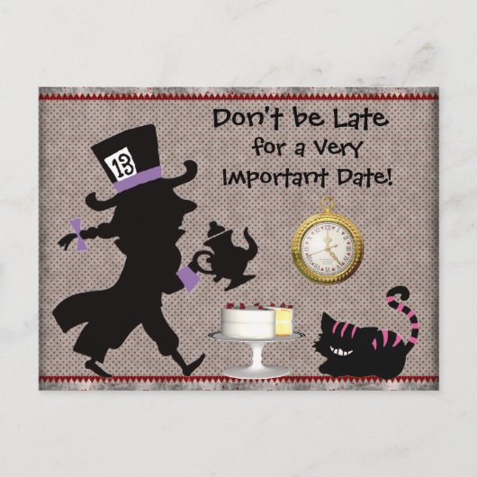Mad Hatter Tea Party Save the Date Baby shower Aankondigingskaart (Voorkant)