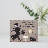 Mad Hatter Tea Party Save the Date Baby shower Aankondigingskaart (Staand voorkant)