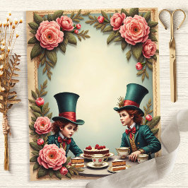 Mad Hatter Theepartij Rozen Scrapbook Papier