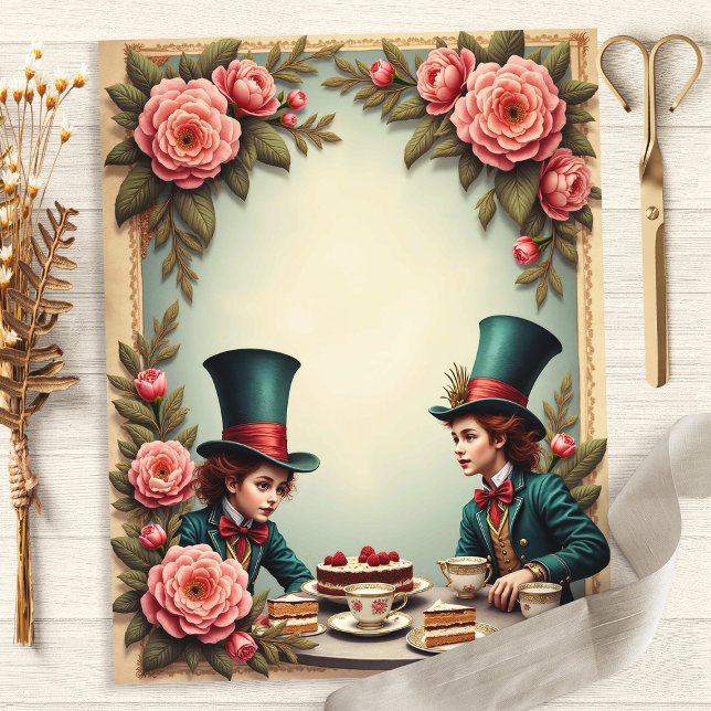 Mad Hatter Theepartij Rozen Scrapbook Papier (Creator heeft geüpload)