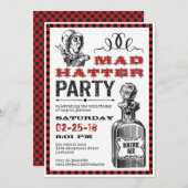 Mad Hatter Unjarig Party Kaart (Voorkant / Achterkant)