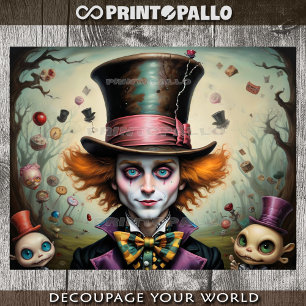 Mad Hatter van Alice in Wonderland cartoon stijl Tissuepapier