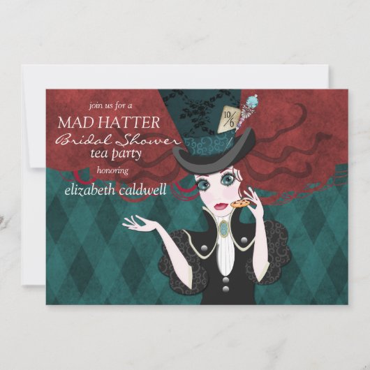 Mad Hatter Vrijgezellenfeest Tea Party Invitation Kaart (Voorkant)
