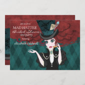 Mad Hatter Vrijgezellenfeest Tea Party Invitation Kaart (Voorkant / Achterkant)