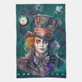 Mad Hatter Waterverf portret Theedoek (Verticaal)