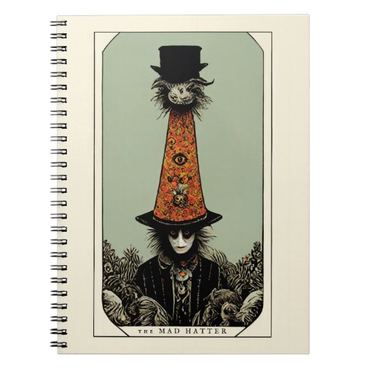 Mad Hatter  Whimsical Tarot Geïnspireerd Notitieboek (Voorkant)
