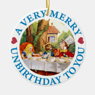 Mad Hatter wil Alice een zeer prettige verjaardag Keramisch Ornament