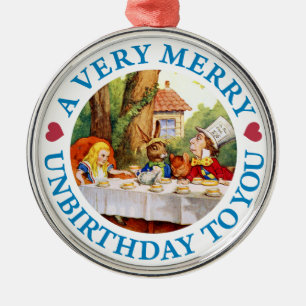 Mad Hatter wil Alice een zeer prettige verjaardag Metalen Ornament