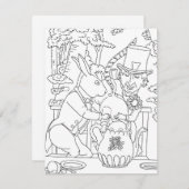 Mad hatter witte konijn deur muis kleurplaat feestdagenkaart (Voorkant / Achterkant)