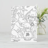 Mad hatter witte konijn deur muis kleurplaat kaart (Staand voorkant)