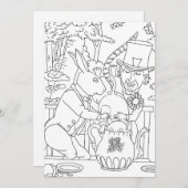 Mad hatter witte konijn deur muis kleurplaat kaart (Voorkant / Achterkant)