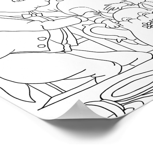 Mad hatter witte konijn deur muis kleurplaat poster (Hoek)