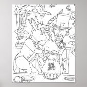 Mad hatter witte konijn deur muis kleurplaat poster (Voorkant)