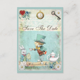 Mad Hatter Wonderland Baby shower behalve datum Save The Date