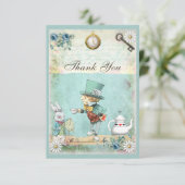 Mad Hatter Wonderland Baby shower Dank u wel Bedankkaart (Staand voorkant)