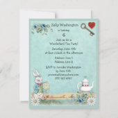 Mad Hatter Wonderland Birthday Tea Party Kaart (Achterkant)