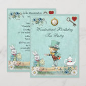 Mad Hatter Wonderland Birthday Tea Party Kaart (Voorkant / Achterkant)