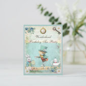 Mad Hatter Wonderland Birthday Tea Party Kaart (Staand voorkant)