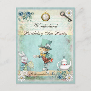 Mad Hatter Wonderland Birthday Tea Party Kaart