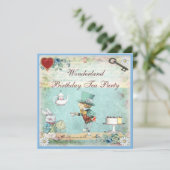 Mad Hatter Wonderland Birthday Tea Party nodigt ui Kaart (Staand voorkant)