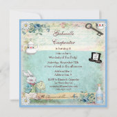 Mad Hatter Wonderland Birthday Tea Party nodigt ui Kaart (Achterkant)